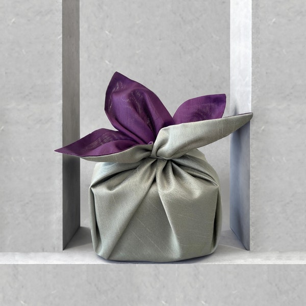 Purple & Khaki Korean Traditional Fabric, Korean Gift Wrap, Bojagi, Furoshiki, Asian Gift Wrapping, Fabric Gift Wrapper,답례품