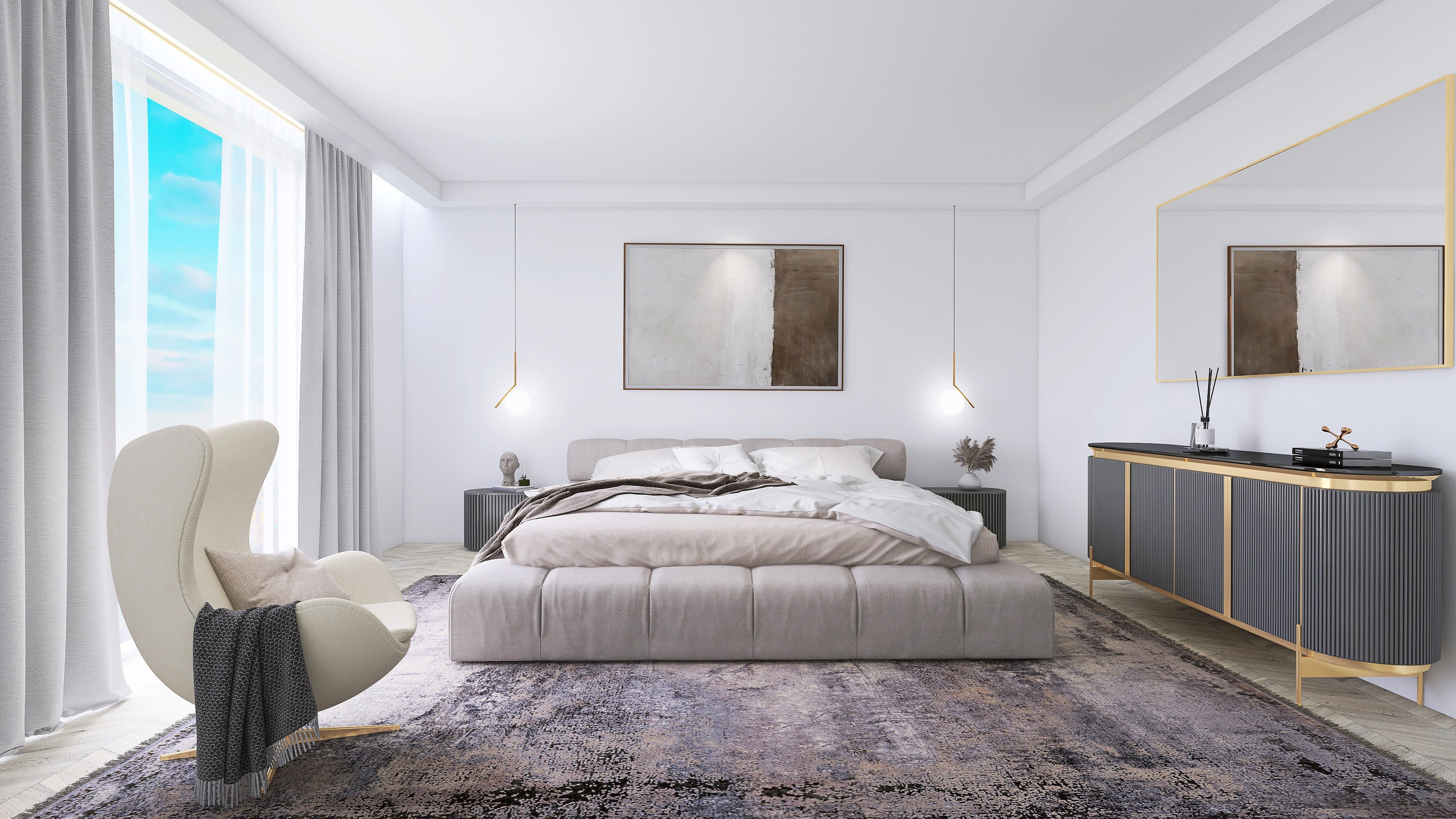 Custom Bedroom 3D Rendering: Realistic Interior Design Services