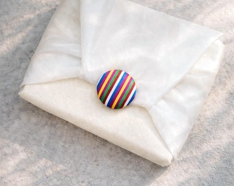 Saekdong Clip Brooch Pin: Korean Wedding Accessory, 색동, Saekdong Pattern