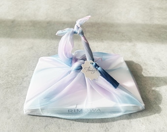 Aurora Blue Bloom Sheer Bojagi Gift Wrap – Reusable Gift Wrap, Korean Traditional Cloth for Special Occasions