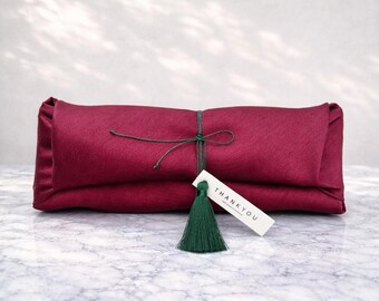 Burgundy Bojagi Gift Wrap Set l Fabric Wrap with Cotton Cord & Tassel l Reusable Gift Wrapping Cloth l Holiday and Special Occasion Gift