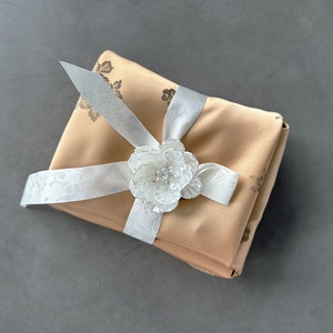 Floral Gold- Korean Premium Fabric Gift Wrap, Ecofriendly Wrapping, Reusable cloth gift wrap made in Korea, Gift packaging, 답례품