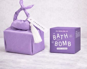 Lavender Bath Bomb Wedding Favors (12 Pack) | Korean Bojagi Wrapped Party Favors with Tassel | Bridal Shower, Baby Shower,Bulk Event Gift,첫돌