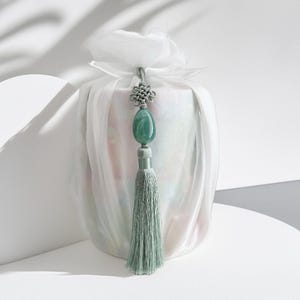 Korean Traditional Gemstone Norigae Tassel, Bojagi Gift Accessory, Modern Norigae Charm, Wedding Favor Wrap, Norigae charm, Jade tassel, 첫돌 image 8