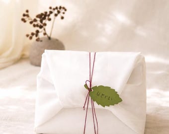 Gift Tag Set with White Cotton Cord | 8 Design Options for Bojagi, Holiday & Event Gifts