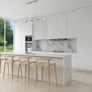 Renderizado 3D de diseño de interiores de cocina personalizada: visualización realista