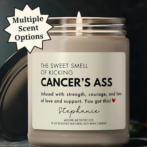 Funny Cancer Patient Gift Smells Like Candle Personalized Kick Cancer's Ass Sick Friend Cheer Up Support Warrior Get Well Soon Recovery Gift