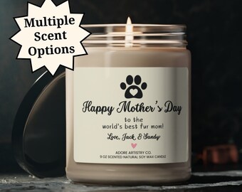 Happy Mother's Day From Dog or Cat To The Best Fur Mom Candle Personalized Fur Mama Cute Candle Mothers Day New Dog Mom Gift Wife Girlfriend