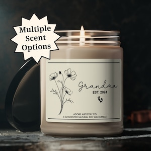 New Grandma Candle Pregnancy Announcement Gift First Time Grandmother Personalized Cute Baby Reveal 1st Mothers Day Baby Shower Gift