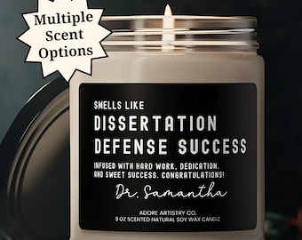 Dissertation Defense Gift Personalized Smells Like Candle Funny EdD PhD Graduation Gift Doctoral Student Doctorate Congrats Grad Present Her