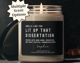 Dissertation Gift Personalized You Lit Up Smells Like Candle Funny EdD PhD Graduation Gift Doctoral Student Doctorate Congrats Grad Present