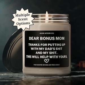 Funny Bonus Mom Candle Gift from Stepson Stepdaughter Mother's Day Xmas Personalized Stepmother Stepmom Thank You Christmas Wedding Gag Gift