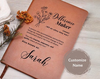 Personalized Difference Maker Gift Leather Journal Mentor Appreciation Mom Teacher Boss Thank You Coworker Friend Leaving Leader Coach Gifts