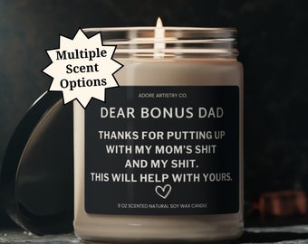 Stepdad Funny Gift Step Dad Gag Gift for Father's Day Bonus Dad Candle Bonus Day Birthday Stepfather Christmas from Stepdaughter Bonus Son