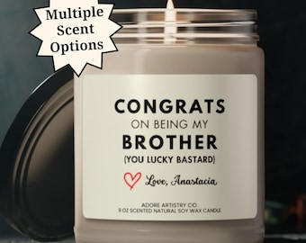 Brother in law Gift Bonus Brother Candle Christmas Congratulations Gift from Sister of the Bride or Groom Funny Gag Wedding Cute Xmas Idea