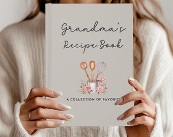 Grandma's Recipe Book Hard Cover Journal Personalized Grandmother Recipe Binder Mother's Day Gift Custom Cookbook Grandparent Gift Bday Xmas