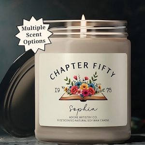 50th Birthday Gift Ideas for Woman Chapter 50 50th Birthday Candle Gift for Mom Sister Wife Friend Turning 50 Years Old 50th Bday Gift for Her
