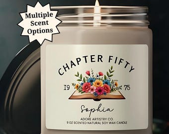 50th Birthday Gift Ideas for Woman Chapter 50 50th Birthday Candle Gift Mom Sister Wife Friend Turning 50 Years Old 50th Bday Gift for Her