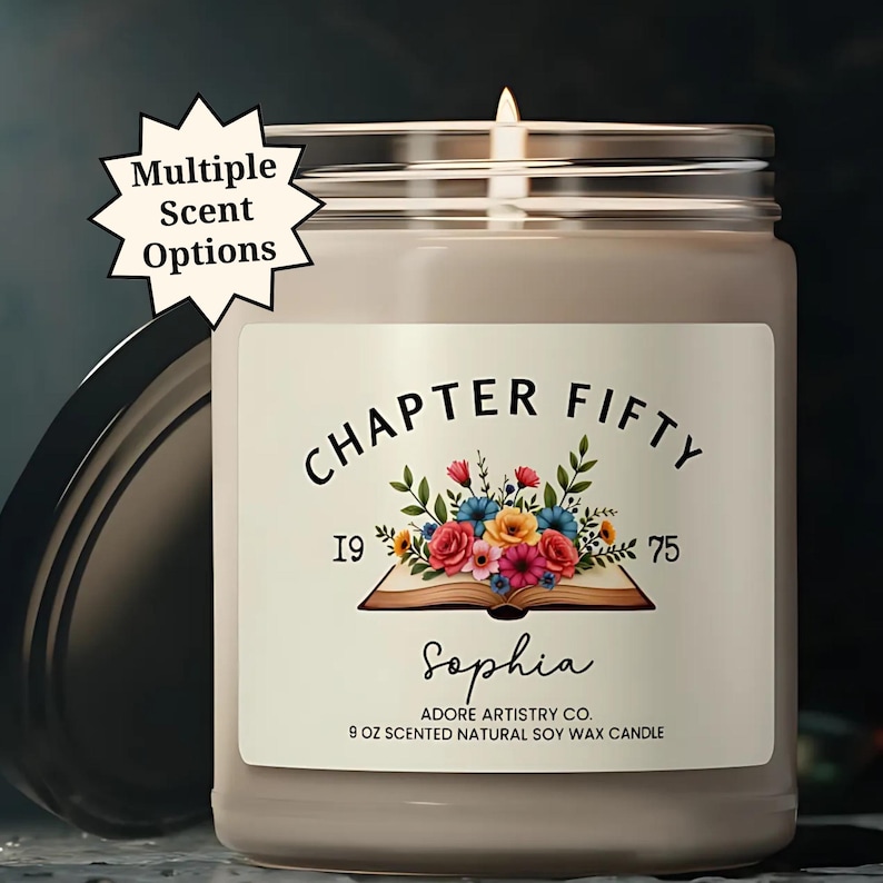 50th Birthday Gift Ideas for Woman Chapter 50 50th Birthday Candle Gift for Mom Sister Wife Friend Turning 50 Years Old 50th Bday Gift for Her