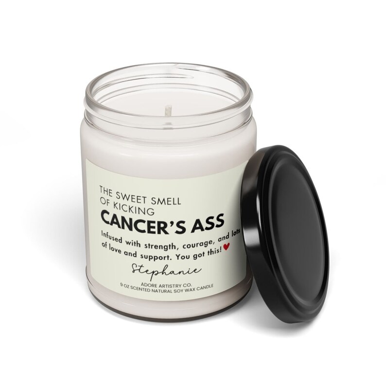 Funny Cancer Patient Gift Smells Like Candle Personalized Kick Cancer's Ass Sick Friend Cheer Up Support Warrior Get Well Soon Recovery Gift image 5