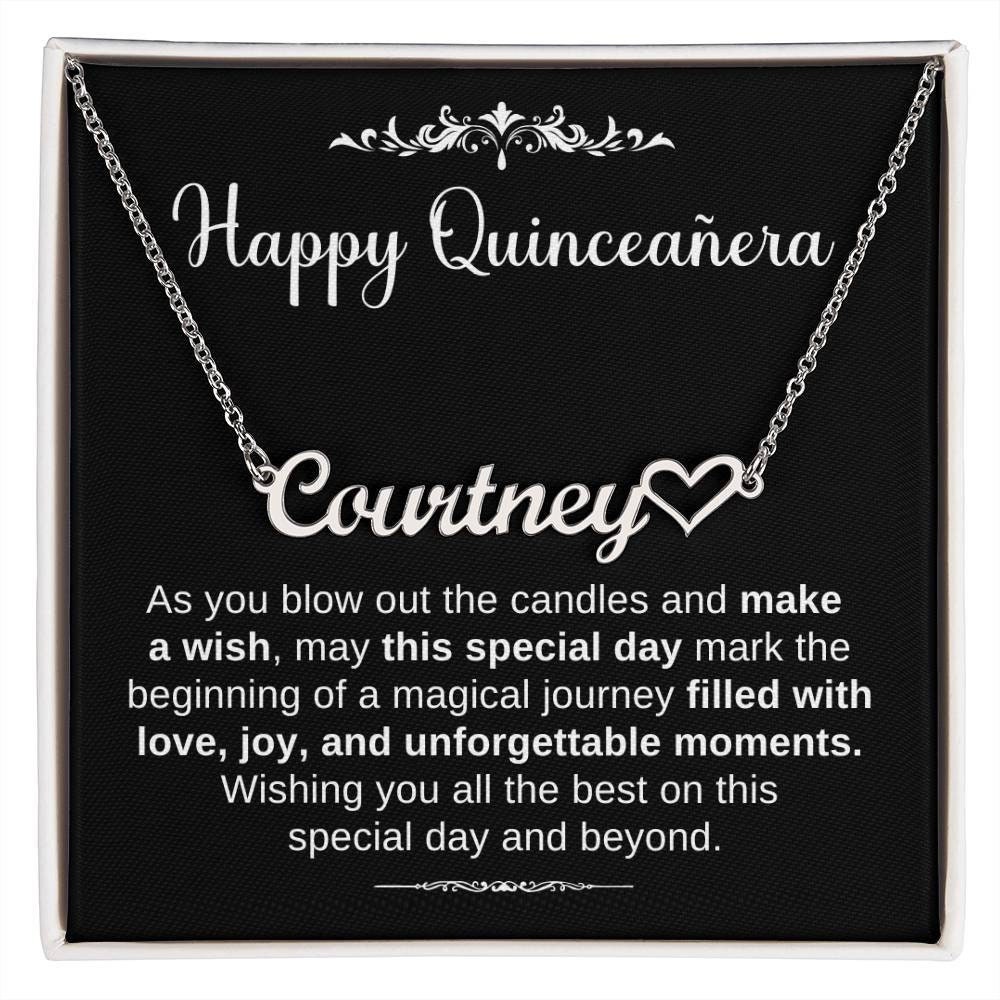 Happy Quinceañera Dainty Name Necklace 15th Birthday Party Etsy