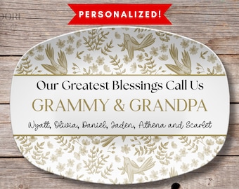 Personalized Grandparent Gift Ideas Grammy & Grandpa Gift Custom Grandma Platter with Grandkids Names Grandmother Present Bday XmasAA-25-530