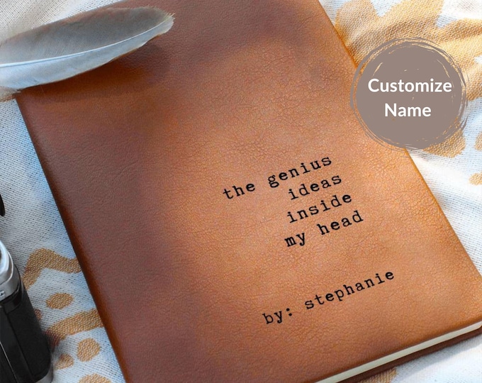 Genius at Work Personalized Graphic Writing Journal Student Graduation Coworker Boss Bday Novel Planner Creative Writer Authors Gift Xmas