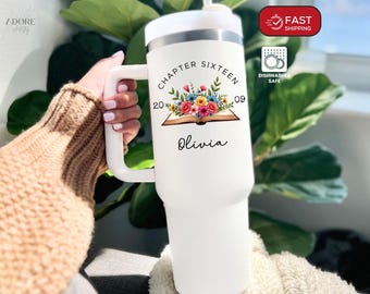 16th Birthday Gift Chapter 16 Birthday Tumbler Travel Cup Sweet Sixteen Birthday Gift for 16 Year Old Girl Born 2009 16 Bday Gift AA-25-204