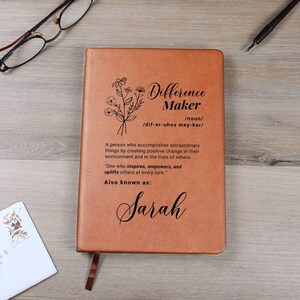Personalized Difference Maker Gift Leather Journal Mentor Appreciation Mom Teacher Boss Thank You Coworker Friend Leaving Leader Coach Gifts image 7