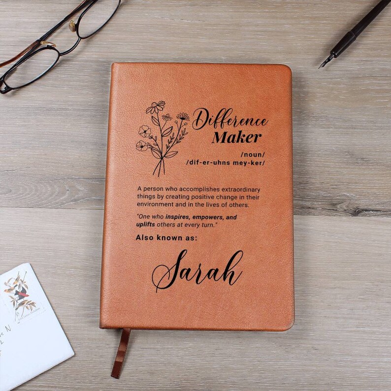 Personalized Difference Maker Gift Leather Journal Mentor Appreciation Mom Teacher Boss Thank You Coworker Friend Leaving Leader Coach Gifts image 7
