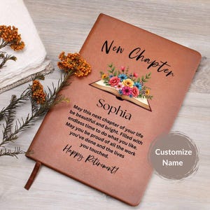 New Chapter Gift Retirement Journal Leather Name Notebook Happy Retirement Gift Idea Coworker Boss Leaving Mom Friend Retiree Gift for Women