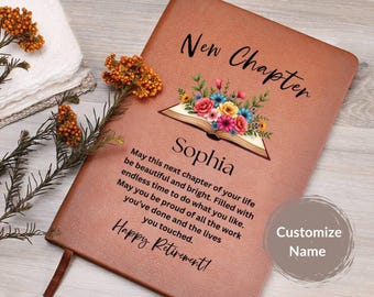 New Chapter Gift Retirement Journal Leather Name Notebook Happy Retirement Gift Idea Coworker Boss Leaving Mom Friend Retiree Gift for Women