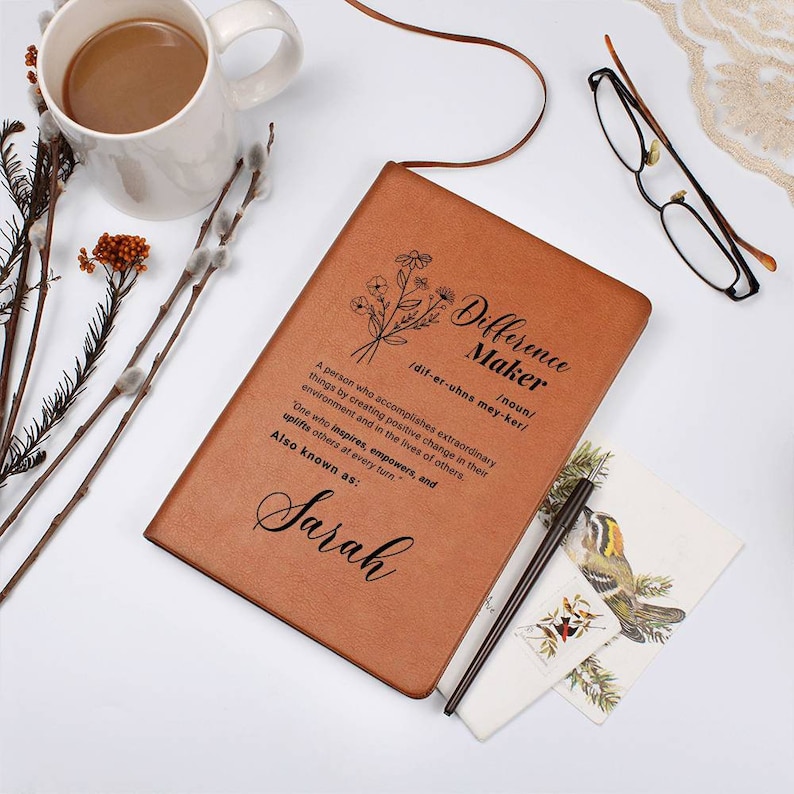 Personalized Difference Maker Gift Leather Journal Mentor Appreciation Mom Teacher Boss Thank You Coworker Friend Leaving Leader Coach Gifts image 4