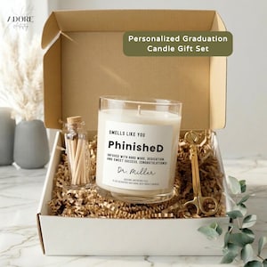 Ph.D. Graduation Gift Funny Doctorate Graduation Phinished Candle Set Doctoral Student Congrats Grad Party PhD Dissertation Gift AA-26-128