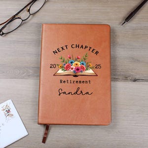 employee farewell name leather journal retired 2025 2024 mom retirement book boss grandma retire going away gift for her engraved graphic journal personalized retirement gift ideas