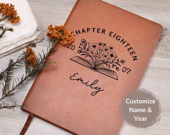 18th Birthday Gift Ideas Chapter 18 Leather Journal Notebook Eighteen Birthday Gift for 18 Year Old Girl Happy 18th Bday Favors AA-25-203