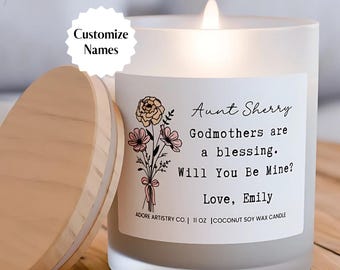 Will You Be My Godmother Proposal Frosted Candle Baby Christening Baptism Cute Godparent Madrina Proposal Auntie Sister Ask Godmother Ninang