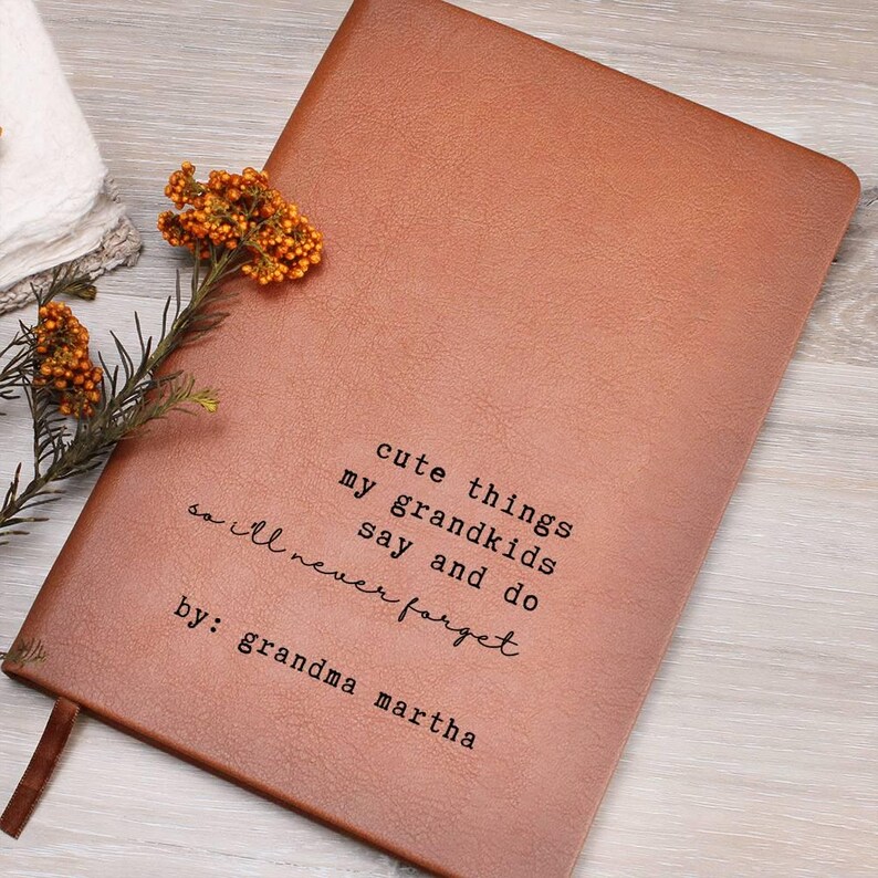 Cute Things My Grandkids Say & Do Grandparents Journal Leather Notebook Grandma Memory Book from Grandkids Grandmother Keepsake AA-25-561 image 6