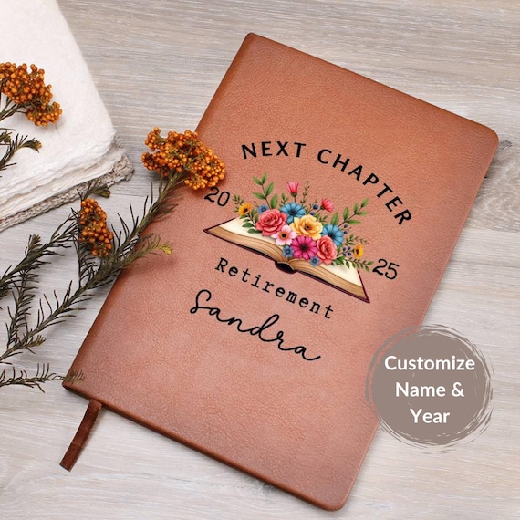 Next Chapter Gift Happy Retirement Journal Leather Notebook Coworker Retirement Boss Leaving Mom Friend Retiree Gift 2025 Retired AA-25-191