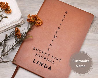 Retirement Bucket List Leather Journal Notebook Nurse Teacher Boss Coworker Retirement Retired Women Retiree Mom Friend Gift Xmas AA-25-419