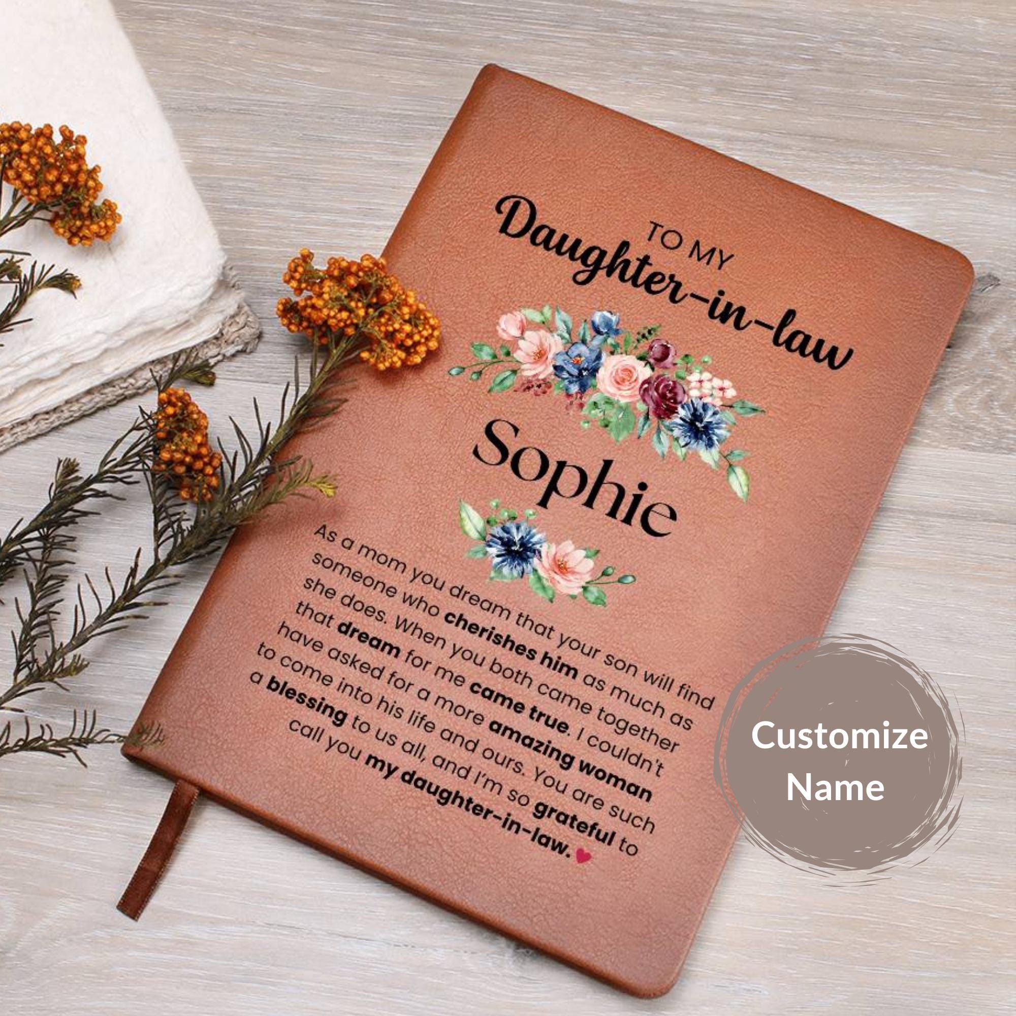 To My Daughter in law Gift Leather Journal Notebook Wedding Gift from Mother in law Bridal Shower Engagement Sons Girlfriend Gift AA-25-190