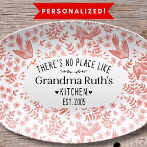 There's No Place Like Grandma Custom Platter Floral Grandmother Plate Grandparents Nana Gigi Mimi Christmas Grammy Gift Bday Xmas AA-25-529