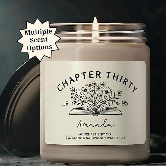 30th Birthday Gift Ideas Chapter 30 Birthday Candle Turning 30 Year Old Woman Personalized 30th Bday Gift 1995 Thirtieth Birthday for Her