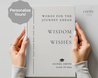 Class of 2026 Graduation Party Book Wisdom & Wishes Hard Cover Journal High School College Personalized Grad Gift for Him or Her AA-26-117