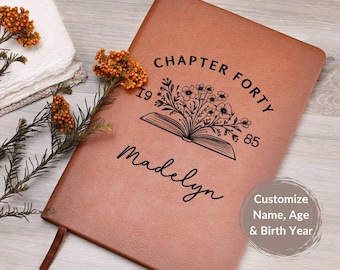 40th Birthday Women Gift Chapter Forty Leather Journal Notebook Turning 40 1986 Birthday Gift Ideas 40th Bday Gift Fortieth Birthday Present