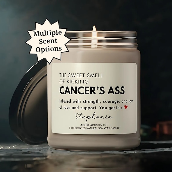 Funny Cancer Patient Gift Smells Like Candle Personalized Kick Cancer's Ass Sick Friend Cheer Up Support Warrior Get Well Soon Recovery Gift
