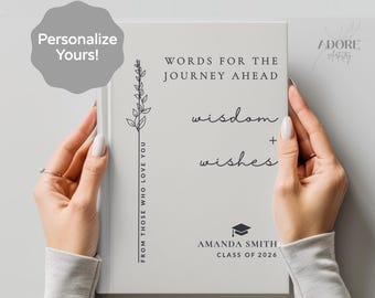 Libro de firmas para fiesta de graduación 2026, Sabiduría y deseos, diario de tapa dura para hija, regalo personalizado de graduación para ella (bachillerato/universidad) AA-26-126