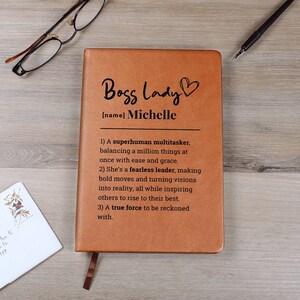 Personalized Boss Lady Gift Journal Leather Notebook Female Boss Day Christmas Thank You Gift for Her Appreciation Office Manager Xmas Ideas image 7