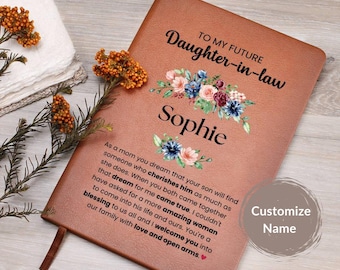 Future Daughter in law Gift Leather Journal Notebook Bridal Shower Gift from Mother in law Wedding Engagement Sons Girlfriend Gift AA-25-176