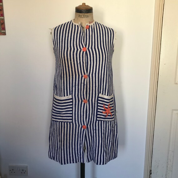 Rare 50's vintage handmade towelling beach dress Gem